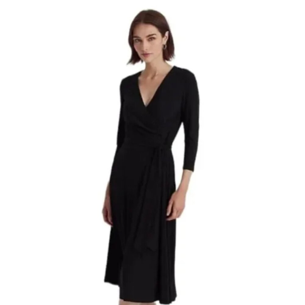 Vicky Tiel black‎ stretch wrap dress 3X